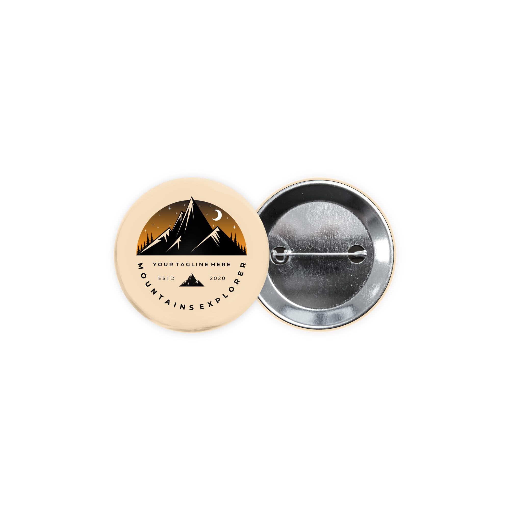 Metalen button 56mm met dubbel gezekerde speld