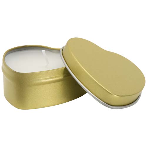Blissful hartvormige tin met kaars met vanillearoma