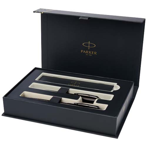 Parker IM set van achromatische balpen en rollerbalpen met geschenkverpakking (zwart/blauwe inkt)