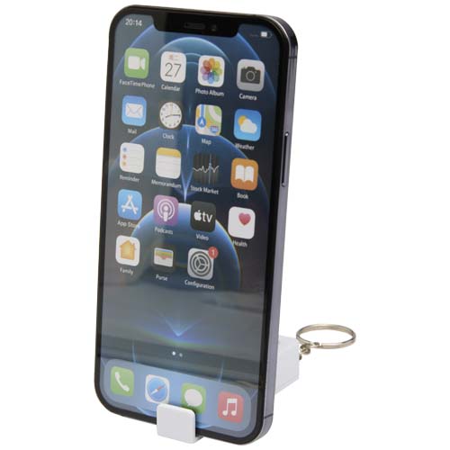 Aggia telefoonstandaard van gerecycled plastic met fidgetspeeltje