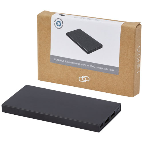Connect powerbank van 5000 mAh van gerecycled aluminium