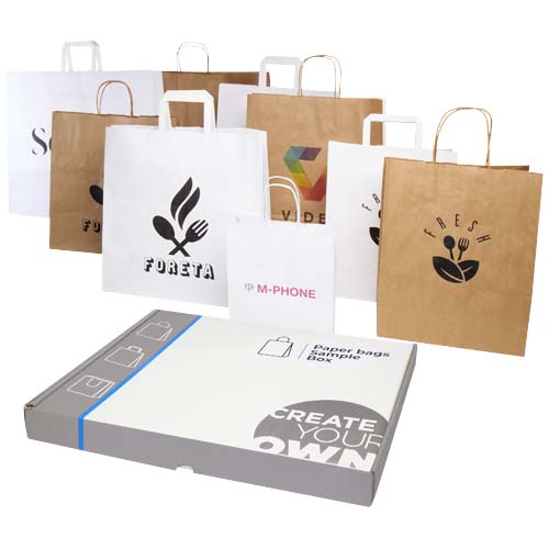 Sample box met tassen van kraftpapier
