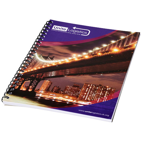 Desk-Mate® A5 spiraal notitieboek en bedrukte achterste omslag