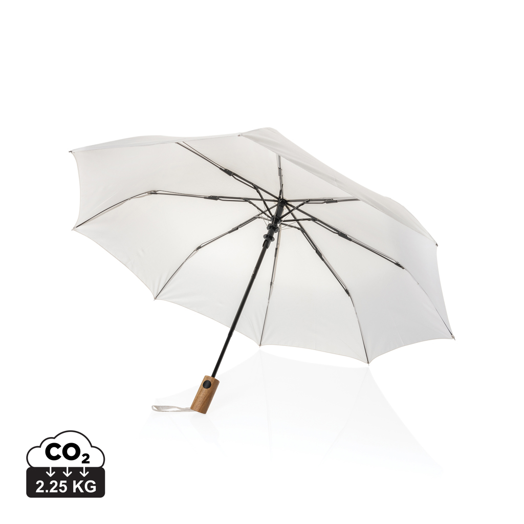 Kaycey 21" AWARE™ RPET Acaciahouten mini auto open paraplu