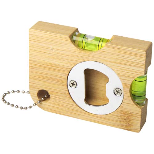 Levo flesopener van bamboe met waterpas