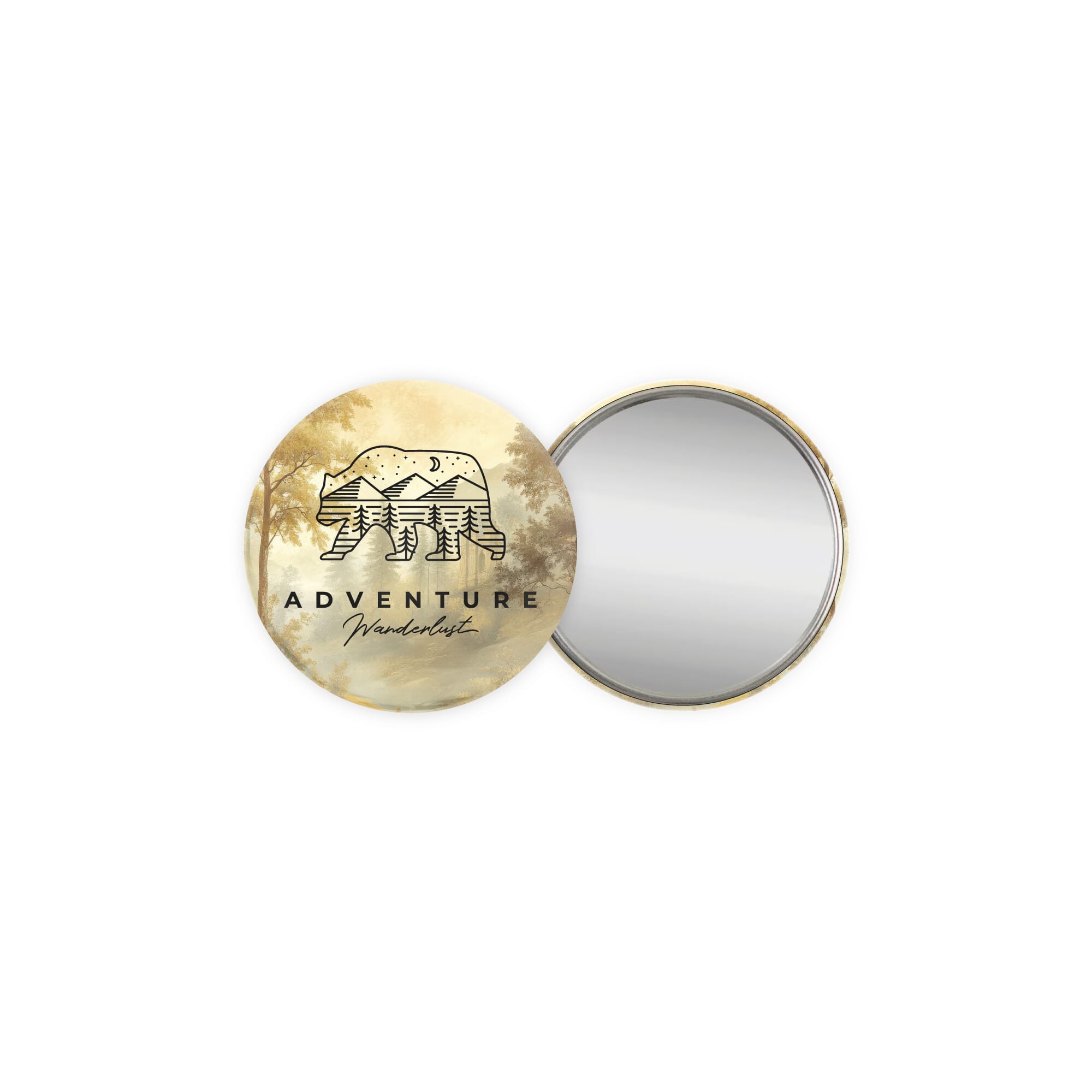 Metalen button 56mm met spiegel