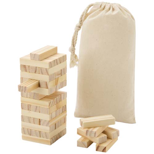 Jumble spel met omvallende toren van hout