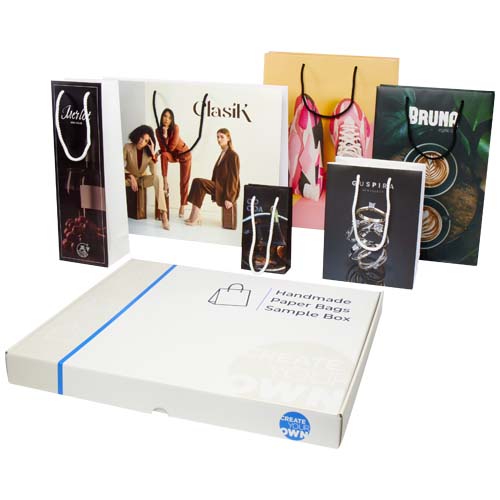 Sample box met handgemaakte integra papieren tassen