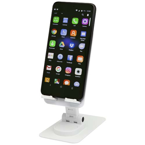 Alhena opvouwbare telefoonhouder van gerecycled plastic met metalen bureaustandaard