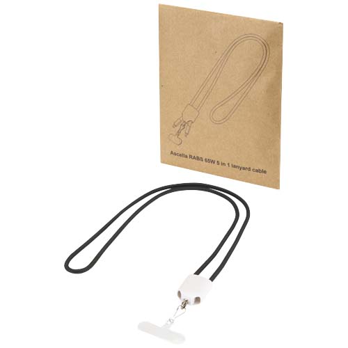 Ion 65 W 5-in-1 oplaadkabel met lanyard van gerecycled plastic