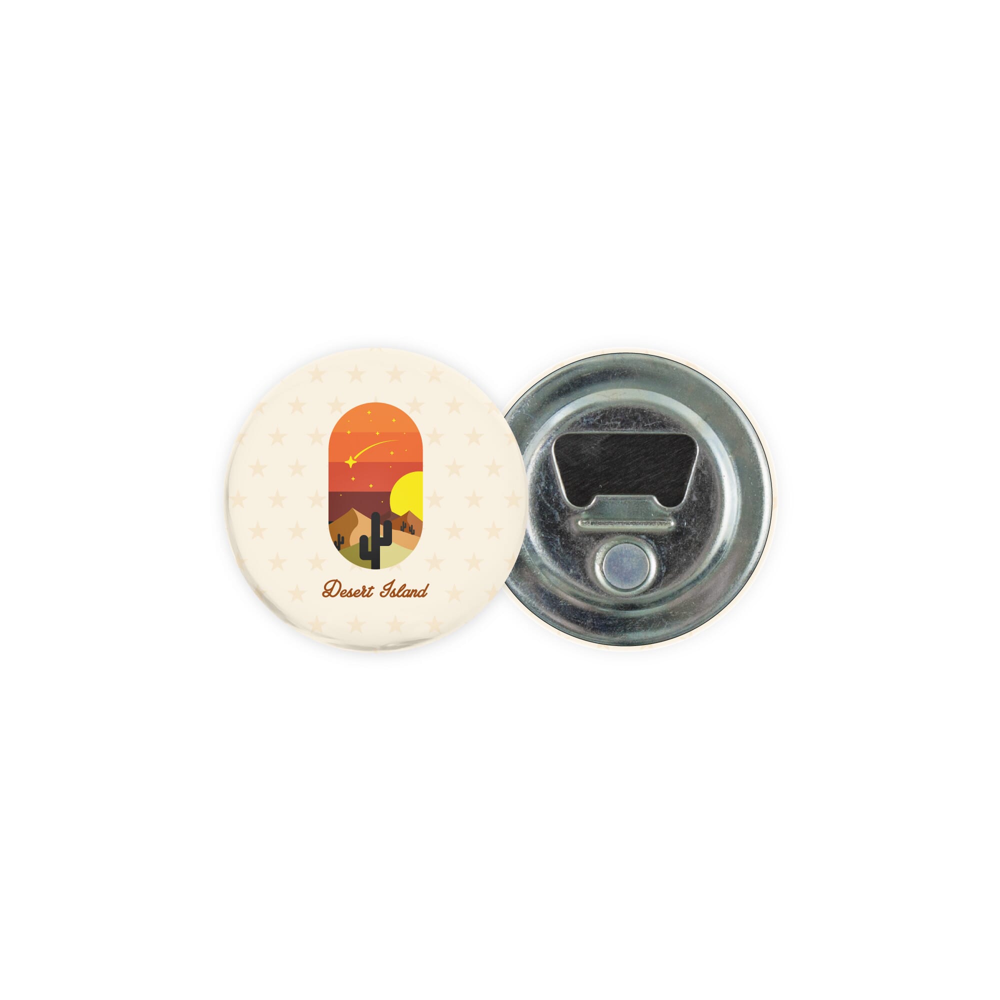 Metalen button 56mm met flesopener en magneet
